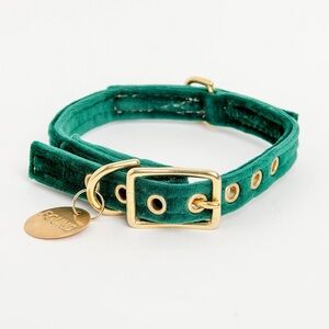 NWT Anthropologie Dog Collar – Small Green Velvet – Winter Holiday Christmas Pet